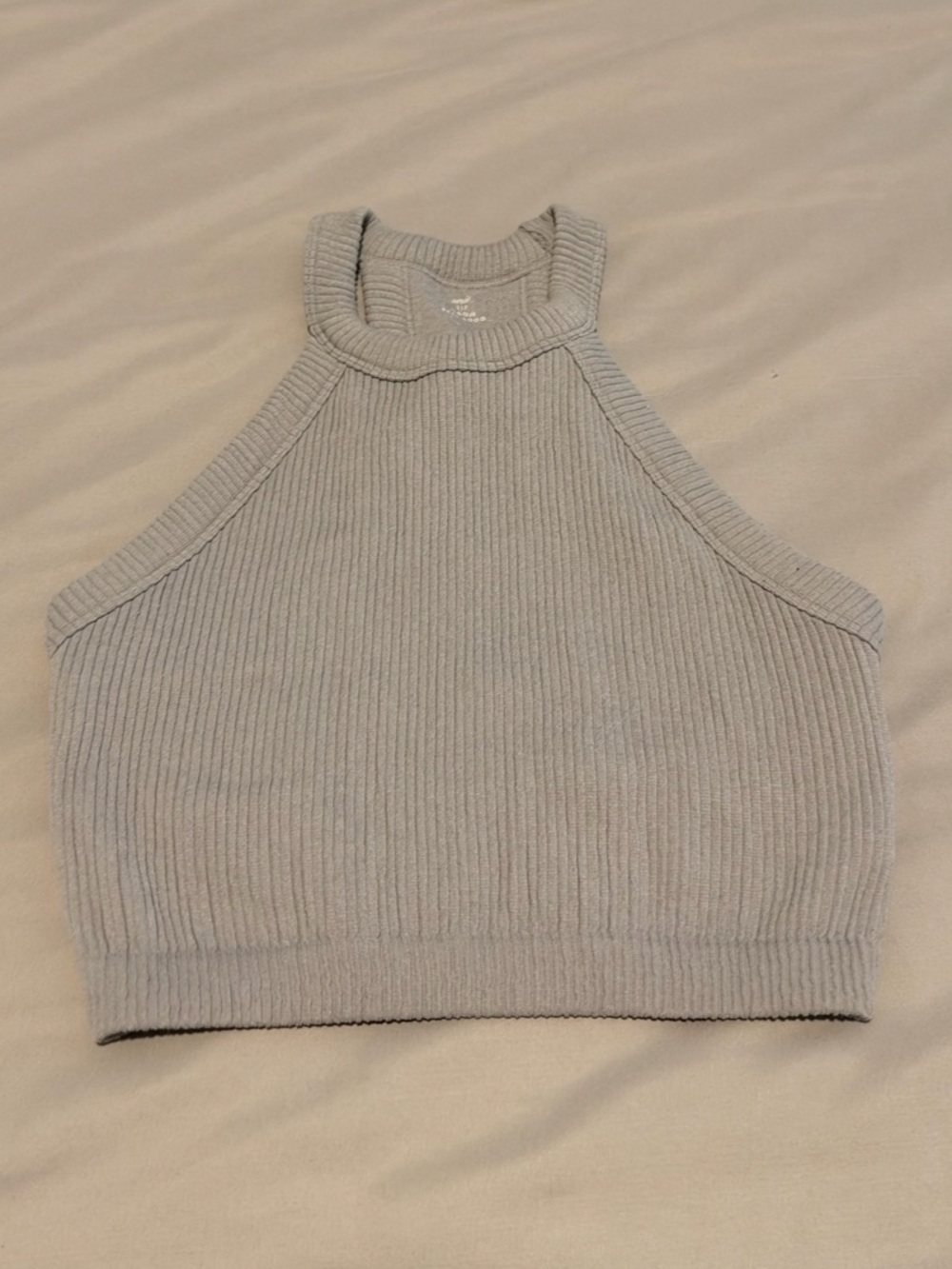 Aerie Ribbed cropped Tank Top in Gray Size Small with built-in support